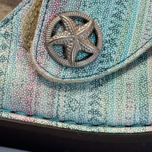 Alegria KYL-168X Leather Slides Sandals EU 36 (US 6–6.5) Butterfly Wedge Pastel - Picture 3 of 13